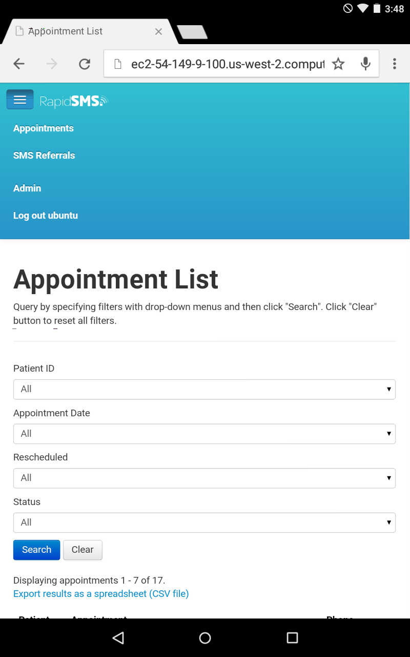 Expanding the menu for showing navigation options