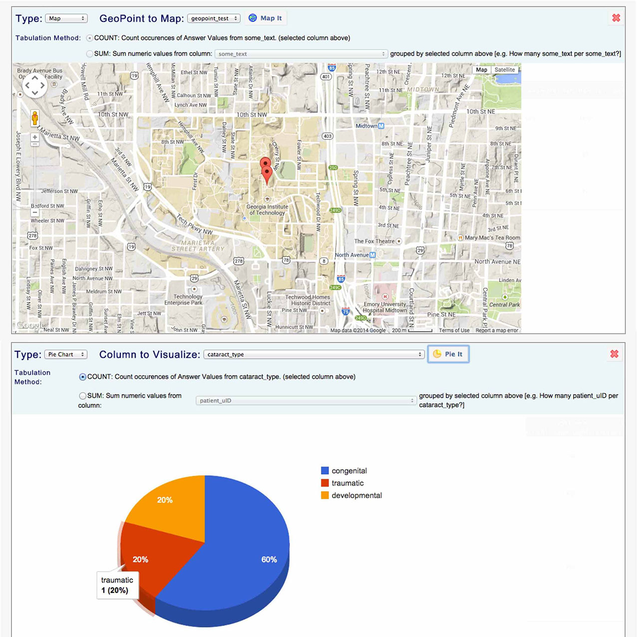 ODK Aggregate - Geographic info (by GPS) and Data visualization