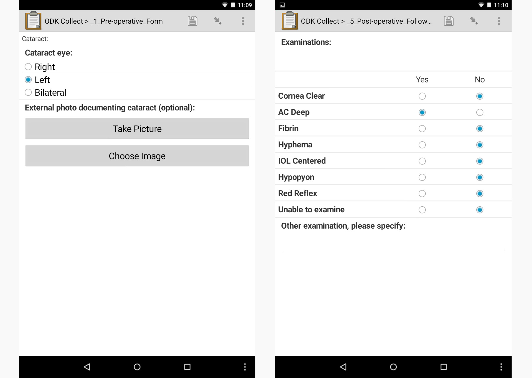 ODK Collect - Utilizing XForm format, record photo with camera and
								 	 		create the multiple-choice questions
