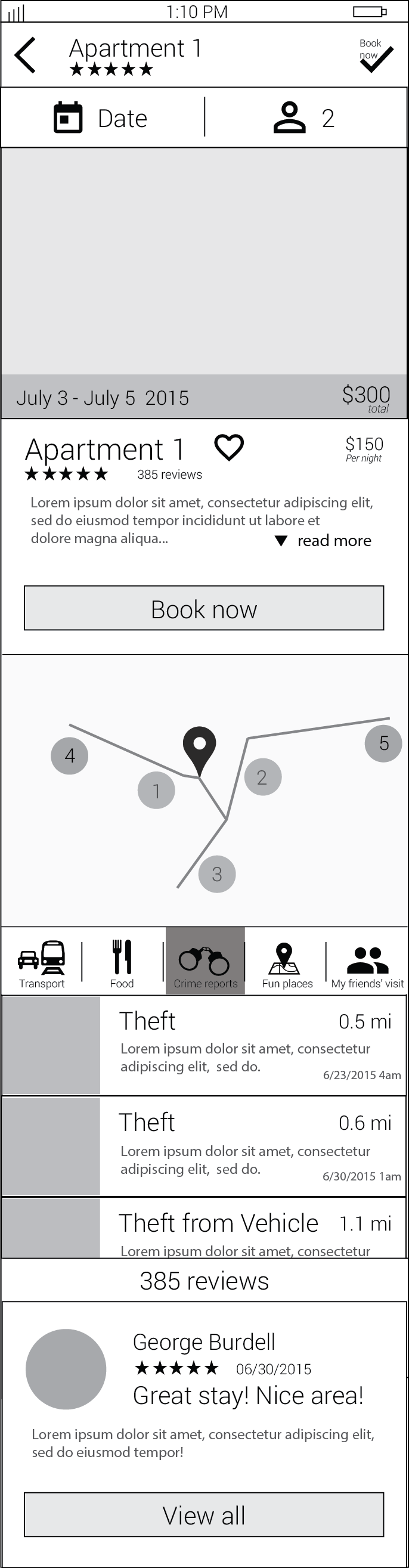 Wireframe, Candidate - Check additional information on the map to help decision-making