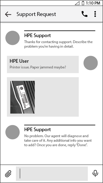 Wireframe, Ticket Creation, main UI: intelligent agent chat interface.